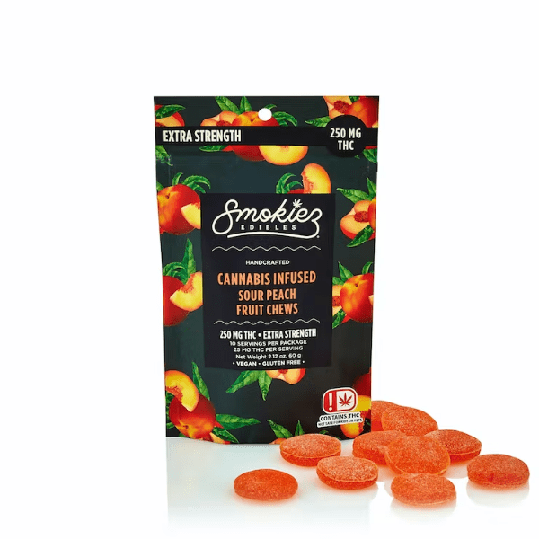Sour Peach Fruit Chews - 250mg THC - OK