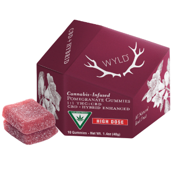 High Dose Pomegranate 1:1 CBD + Hybrid Enhanced Gummies | Mi