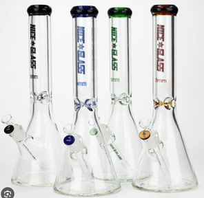 9mm Nice Glass Flat Mouth Beaker Bong