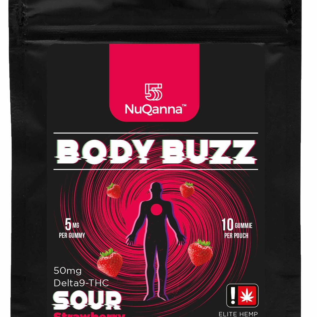 Body Buzz: Full Spectrum: 50mg : SOUR Strawberry