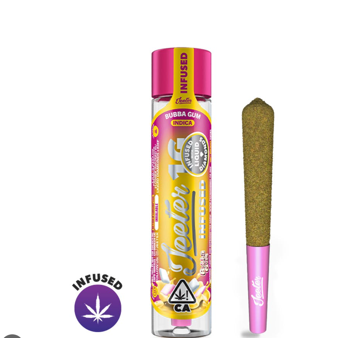 Baby Jeeter -Infused Preroll - Bubba Gum (1 - 0.5g preroll ) Can only be purchase with the purchase of a Jeeter Disposable - WHILE SUPPLIES LAST