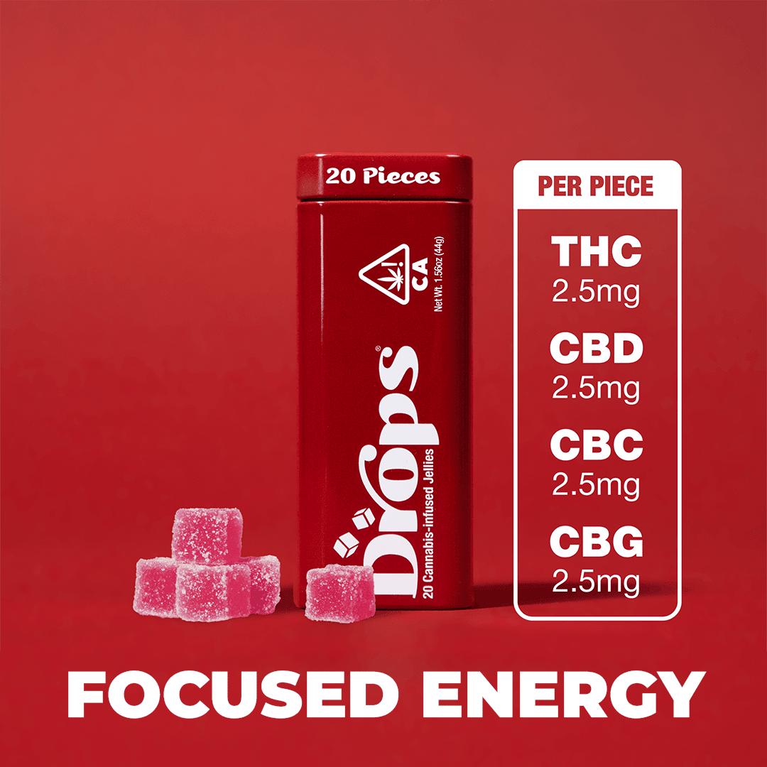 Drops- Cranberry 1:1:1:1(THC:CBD:CBC:CBG) 20 Piece (Focused Energy) 44g