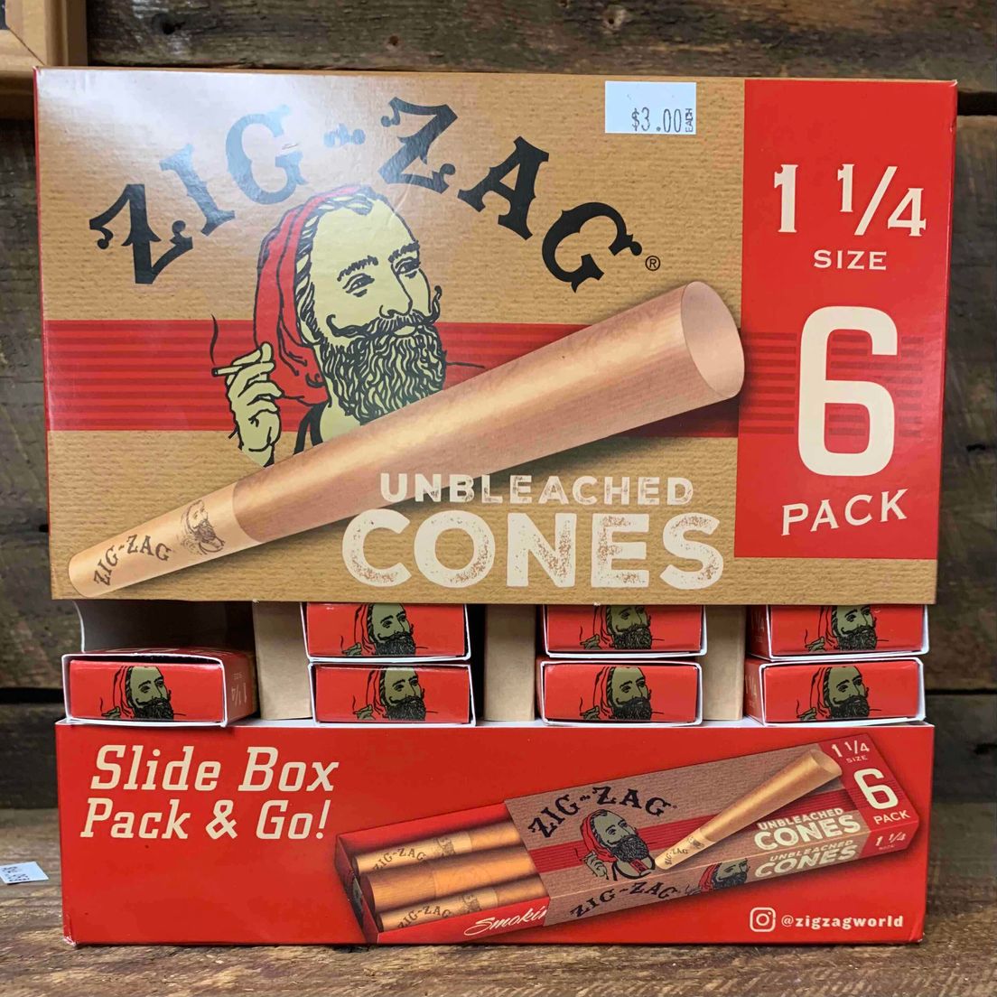 Zig Zag Unbleached 1 1/4 Cones 6-pack