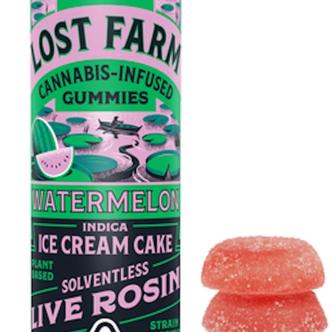 [Lost Farm] Live Rosin Gummies- 100mg - Watermelon x Ice Cream Cake (I/H)