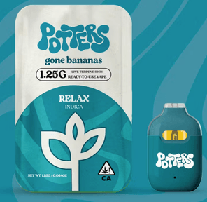 1.25g Gone Bananas (Indica) Live Resin All-In-One Disposable Vape - Potters