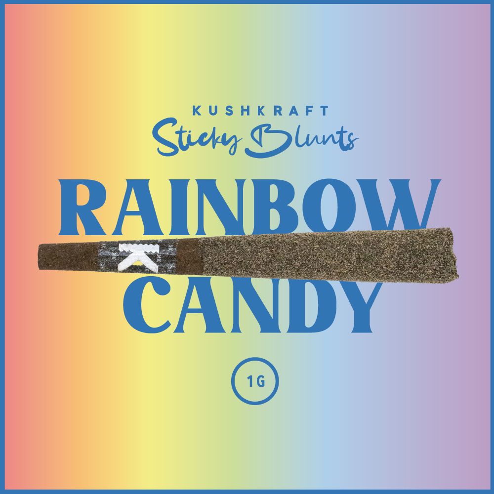 1 x 1g Shatter Infused Indica Blunt Rainbow Candy by KushKraft