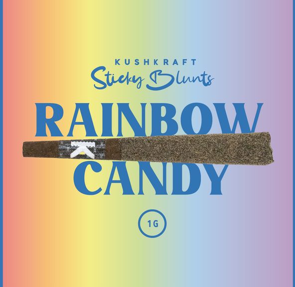 1 x 1g Shatter Infused Indica Blunt Rainbow Candy by KushKraft