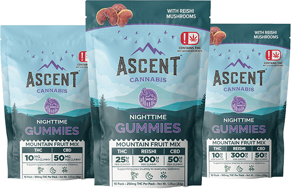 Reishi Mushroom Gummy Ascent Nighttime | CBD / Delta 9 | 25mg | 10 Pack