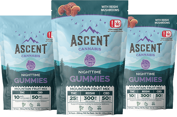 Reishi Mushroom Gummy Ascent Nighttime | CBD / Delta 9 | 25mg | 10 Pack
