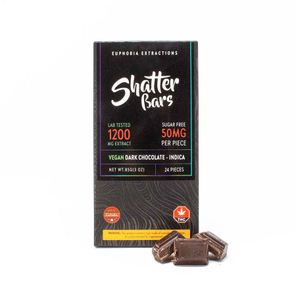 1200mg Indica Dark Chocolate Vegan Shatter Bar by Euphoria Extractions