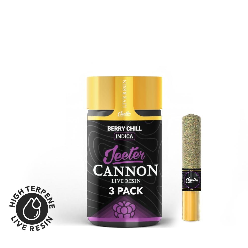 Jeeter - Infused Resin Cannons 0.5G x 3 Prerolls Berry Chill