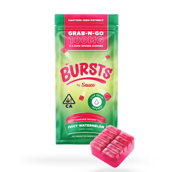 Bursts Juicy Watermelon - 100MG Live Resin Infused Edibles
