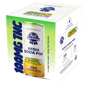 Pabst Blue Ribbon High Soda Mango Coconut 4pk 100mg