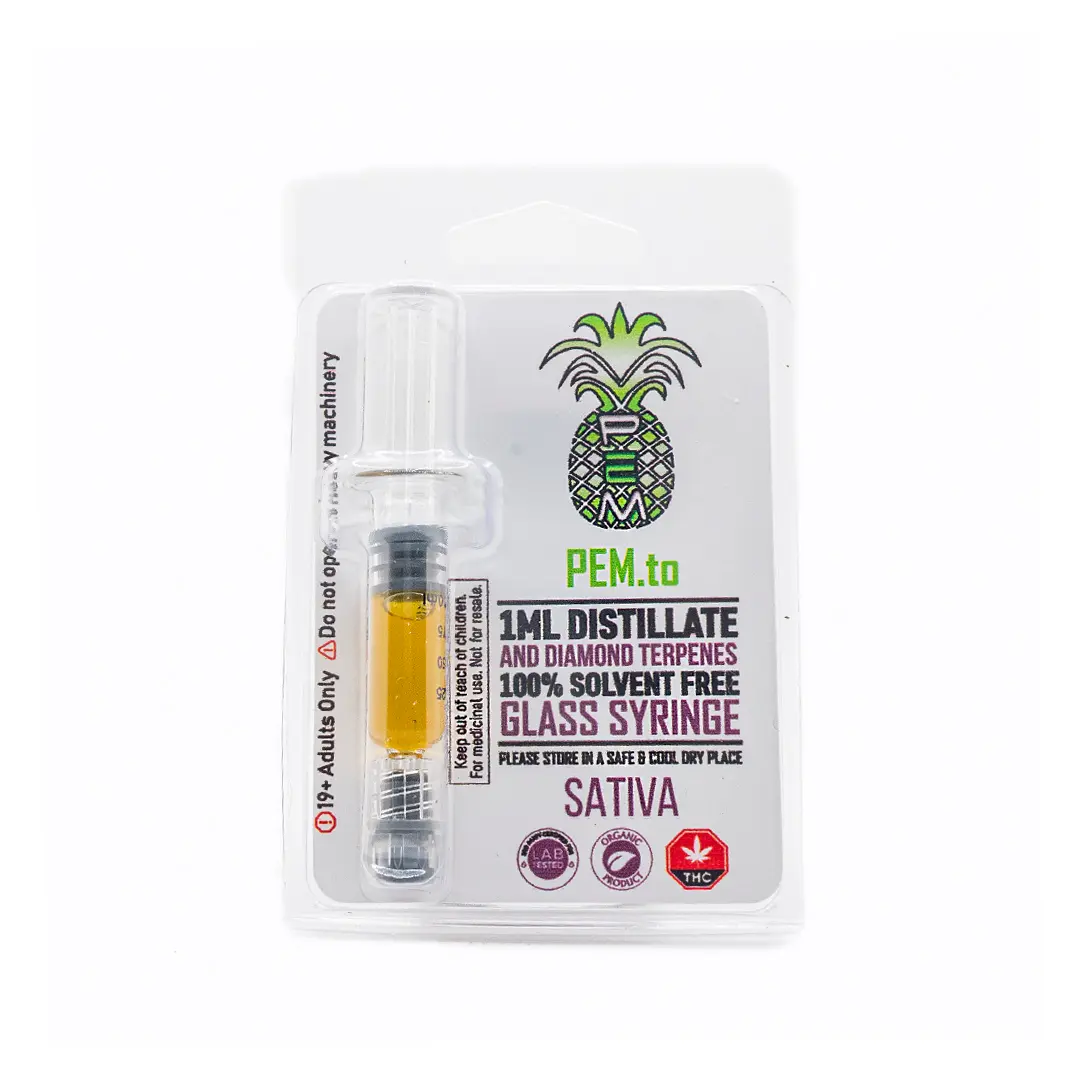 1ml Sativa Distillate Syringe with Diamond Terpenes by Pineapple Express Meds PEX / PEM