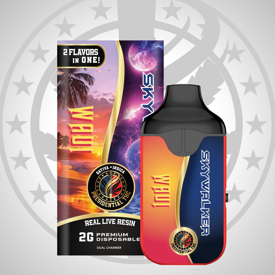 PRESIDENTIAL THC WAUI/SKYWALKER LIVE RESIN DUAL CHAMBER DISPOSABLE 2G