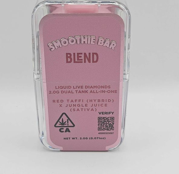 smoothie bar thc vape SMOOTHIE BAR BLEND - DISPOSABLE RECHARGEABLE VAPE CART - DUAL TANK - LIQUID  LIVE DIAMONDS - 2G main image 0