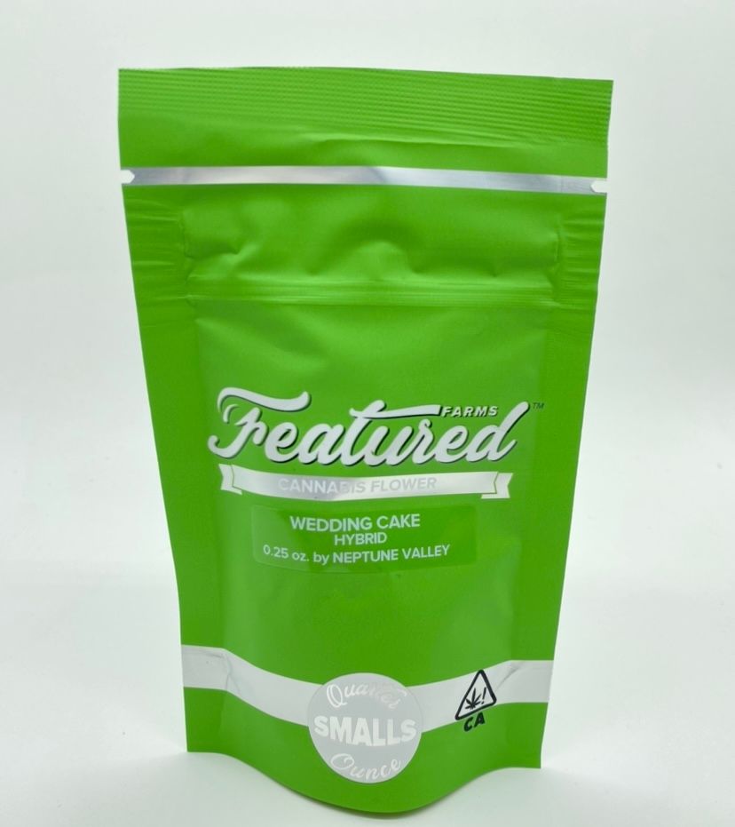 Wedding Cake (hybrid/indica) - 7g PREMIUM INDOOR smalls (THC 29%) by Featured Farms **Buy 2 for $80**
