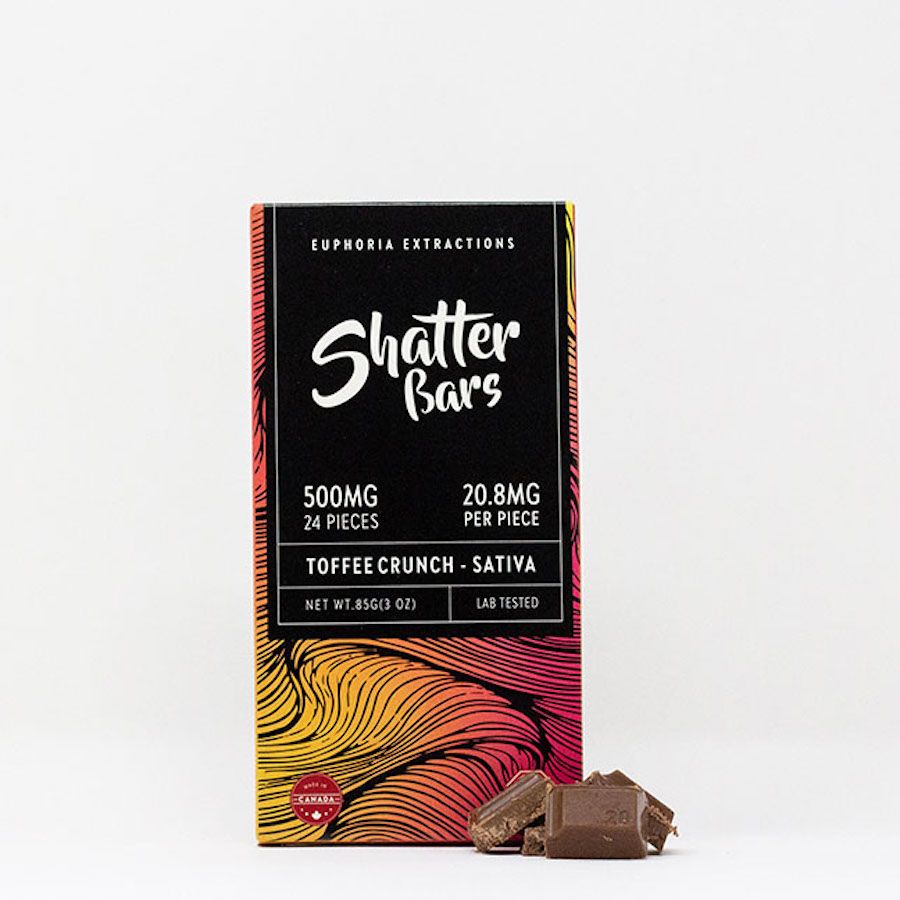 500mg Sativa Toffee Crunch Shatter Bar by Euphoria Extractions