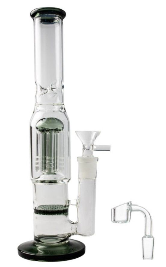 10" Double Perk Straight Tube Bong