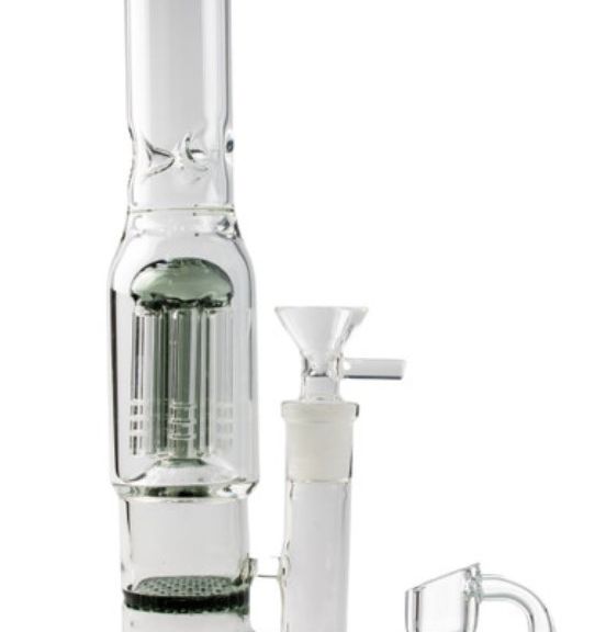 10" Double Perk Straight Tube Bong