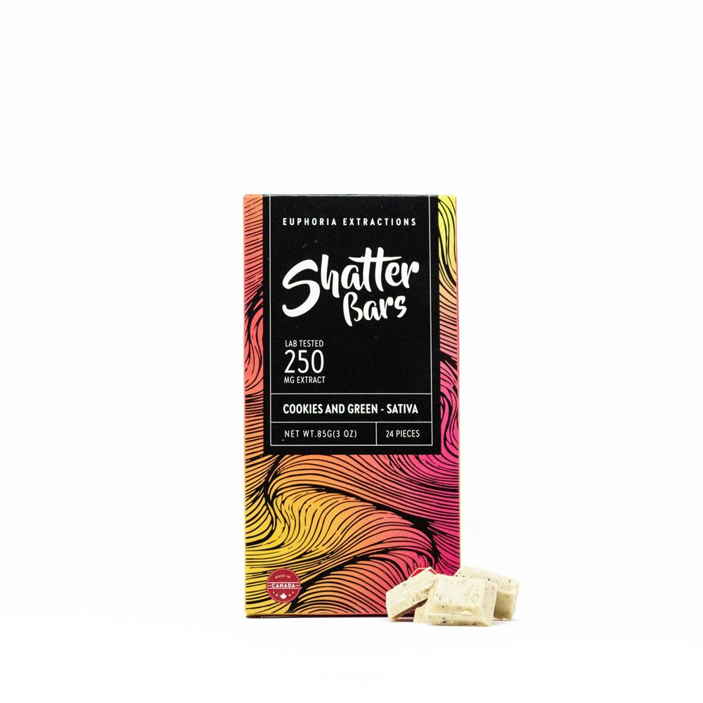 250mg Sativa Cookies and Green Shatter Bar by Euphoria Extractions
