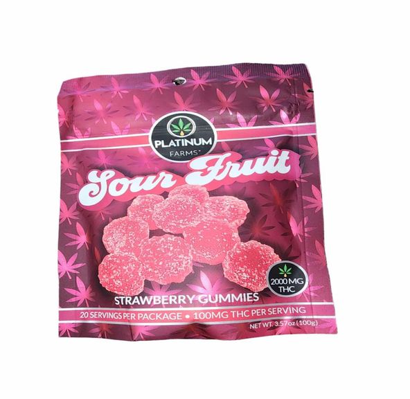 Platinum Farms Strawberry Sour Fruit Gummies 2000mg