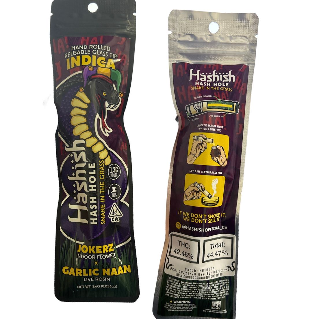 D. Hashish 1.6g Live Rosin HASH HOLE Glass Tip Pre Roll - Jokers x Garlic Naan (I)