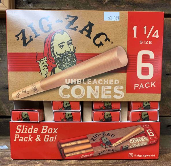 Zig Zag Unbleached 1 1/4 Cones 6-pack