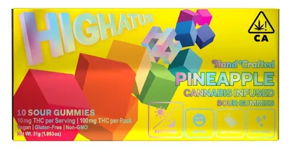100Mg Highatus Sour Gummies 10pk Pineapple