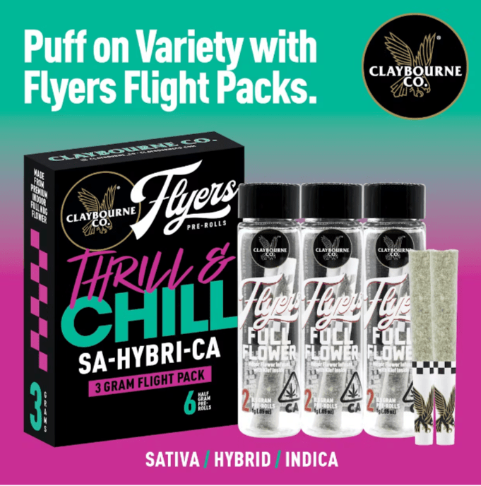 [Claybourne Co.] Flyers Flight Preroll 6 Pack - 3g - Thrill & Chill (H)
