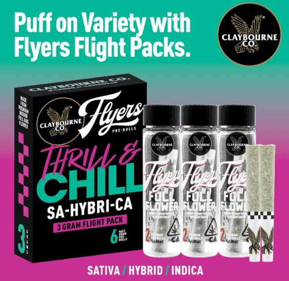 [Claybourne Co.] Flyers Flight Preroll 6 Pack - 3g - Thrill & Chill (H)
