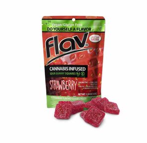 100mg Strawberry Sour Gummy Squares - FLAV