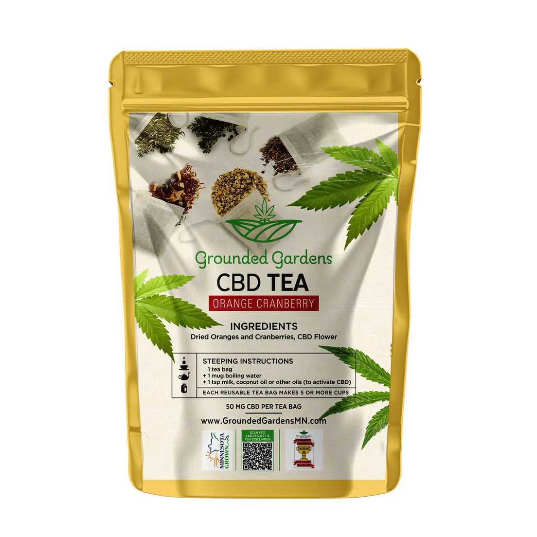 CBD Tea I Orange Cranberry I 100mg I Grounded Gardens I