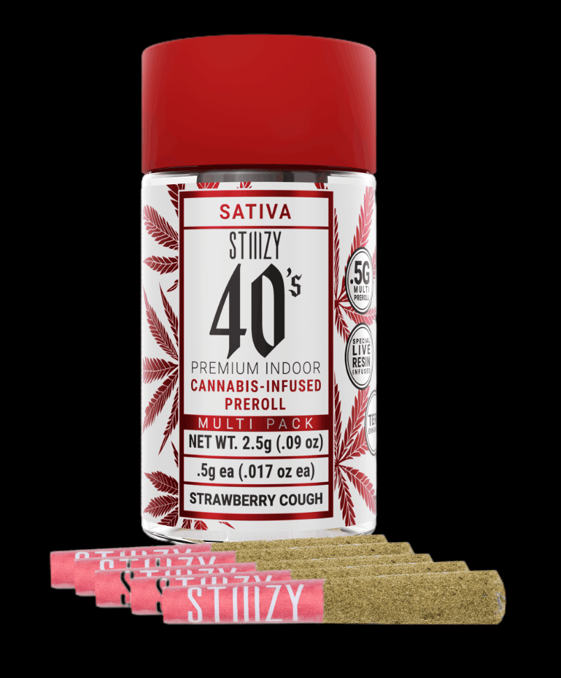 STIIIZY - Infused 40's Strawberry Cough Preroll 5pk - 2.5g - ( 40.42% )