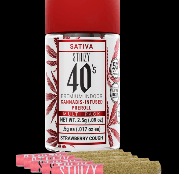 STIIIZY - Infused 40's Strawberry Cough Preroll 5pk - 2.5g - ( 40.42% )