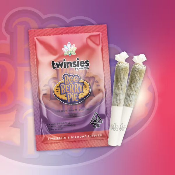 Twinsies - Booberry Pie Live Resin & Diamond-Infused 1000mg Mini Pre-Rolls