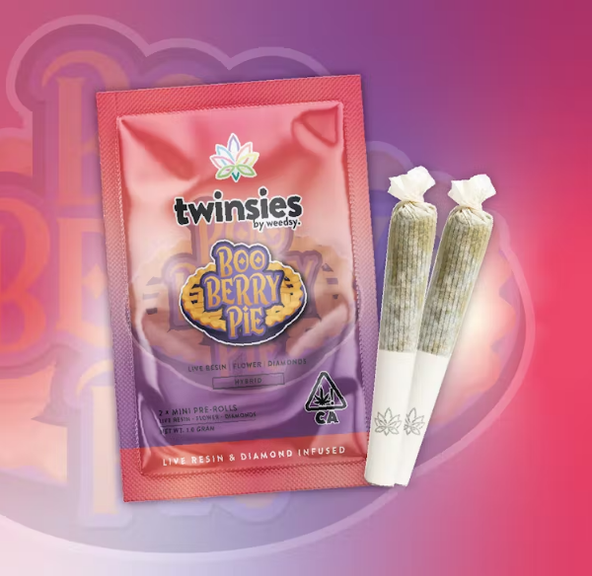 Twinsies - Booberry Pie Live Resin & Diamond-Infused 1000mg Mini Pre-Rolls