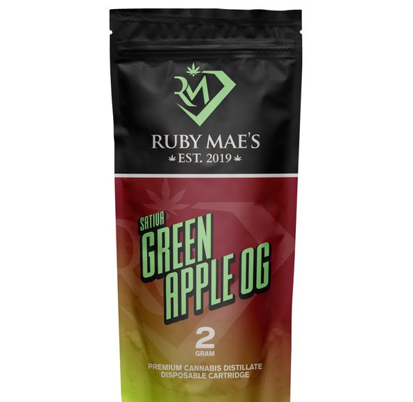 Green Apple OG- 2G Disposibles - Cartridge By Ruby Mae's
