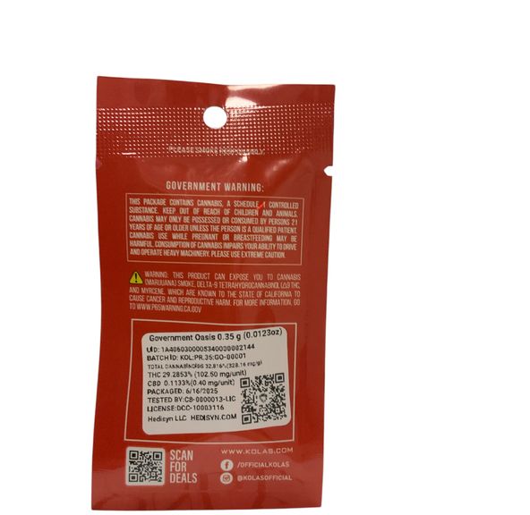 Kolas - Government Oasis .35g Mini Preroll