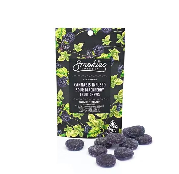 Smokiez Fruit Chews Sour Blackberry 100mg