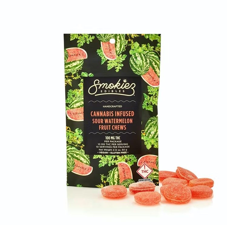 Smokiez Fruit Chews Sour Watermelon 100mg