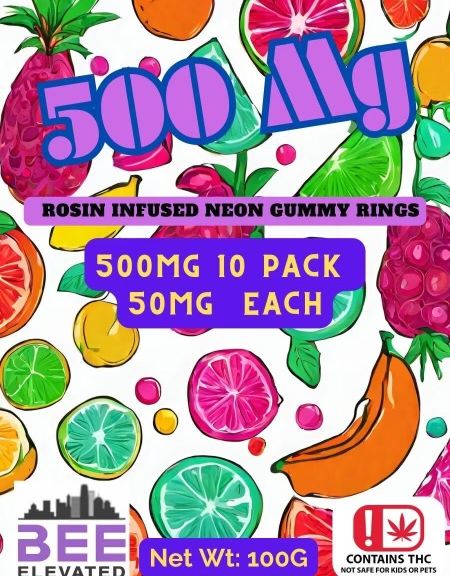 Bee Elevated 500mg Live Rosin Neon Gummy Rings