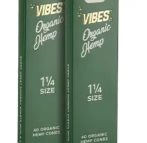 VIBES - 1.25" Size Cones - Single Pack 40 Cones - Organic Hemp