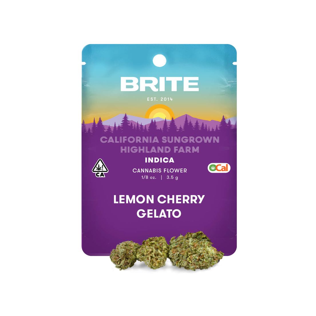 BRITE Highland OCal Sun-Grown Flower (3.5g) - Indica - Lemon Cherry Gelato