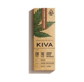KIVA - Kiva Bar Dark Chocolate Espresso CBD- 100mg