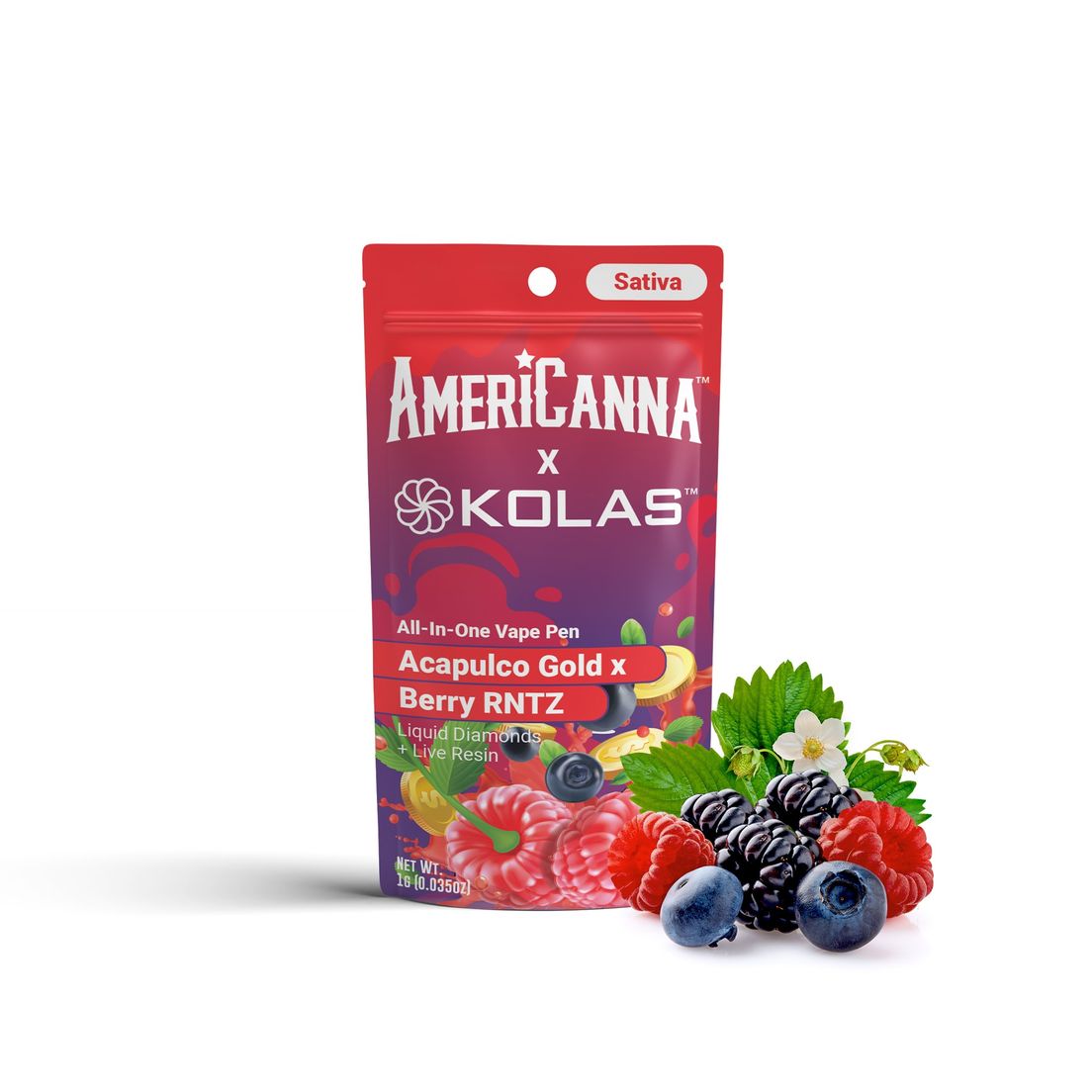 AmeriCanna x Kolas AIO Vape Acapulco Gold x Berry RNTZ 1g