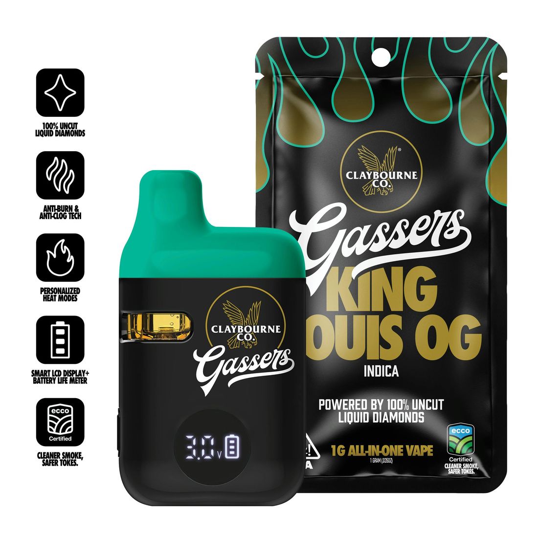 Claybourne Co. - Gassers Liquid Diamonds AIO - 1g - King Louis OG