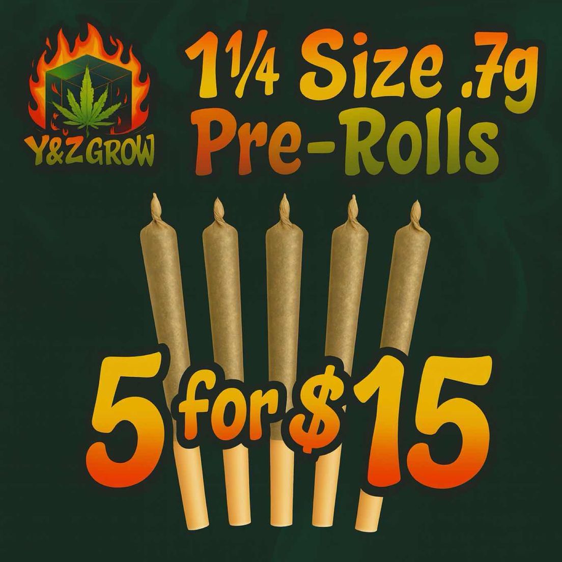 1¼ Size .7g Pre-Rolls - Purple Passion (INDICA) 5 PACK