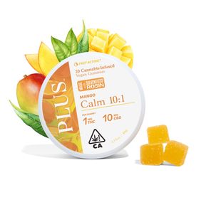 Plus | Gummies | 20pc | Solventless Rosin | THC/CBD | Calm | Mango