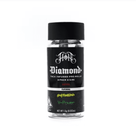 3-Pack Diamond Infused Pre-Roll: OakFruitland: V-Power